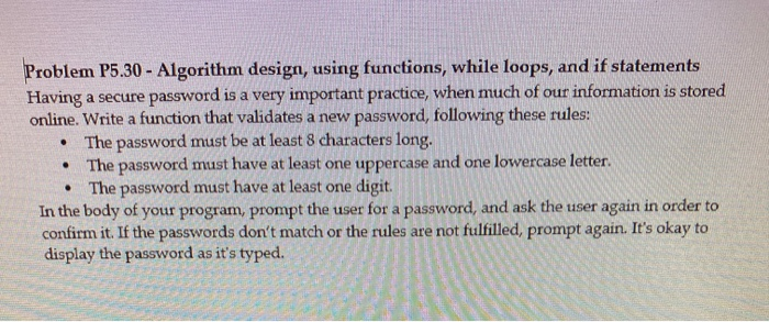 Solved Problem P5.30 - Algorithm design, using functions, | Chegg.com