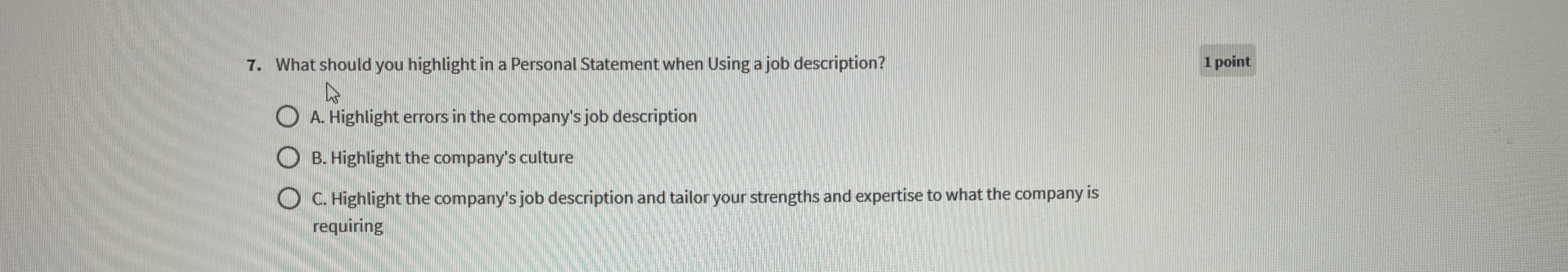 Solved What should you highlight in a Personal Statement