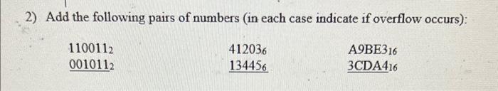 Solved Add the following pairs of numbers (in each case | Chegg.com