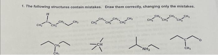 Solved 1. The following structures contain mistakes. Draw | Chegg.com