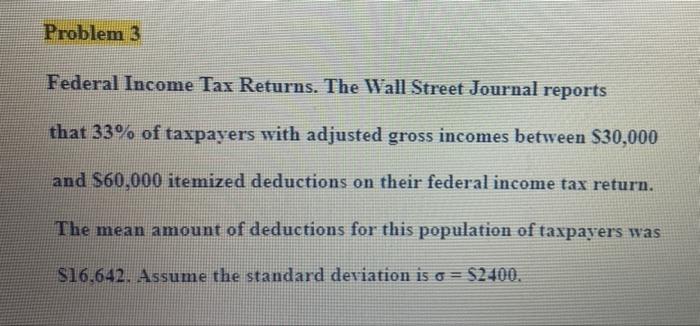 Solved Problem 3 Federal Income Tax Returns. The Wall Street | Chegg.com