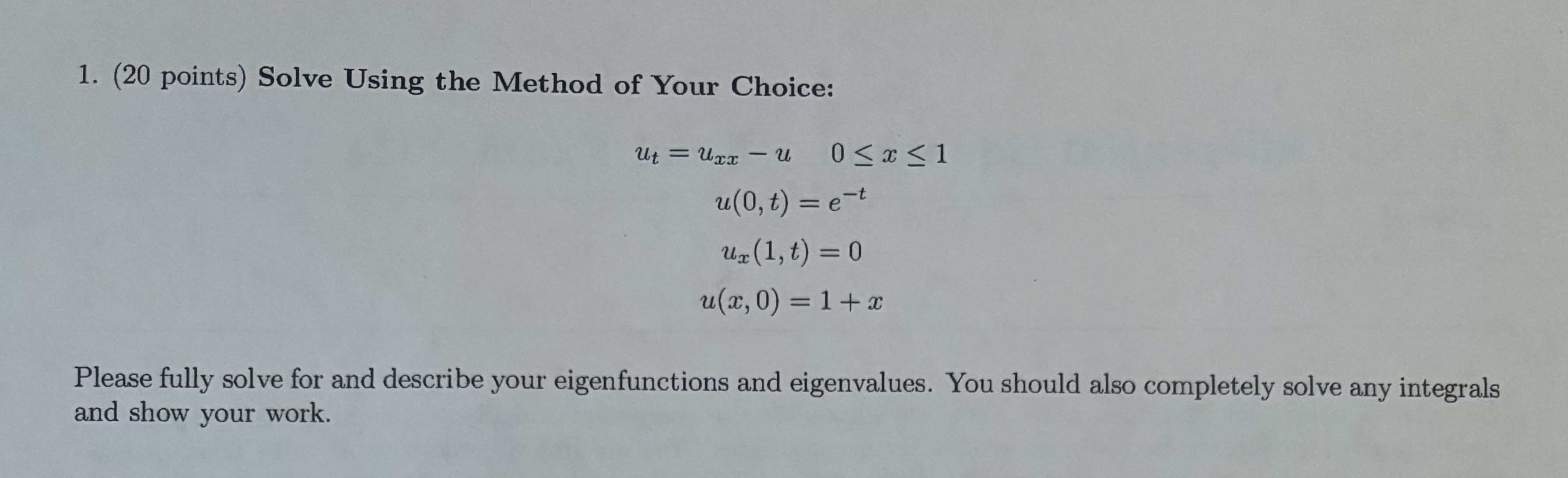 Solved (20 ﻿points) ﻿Solve Using the Method of Your | Chegg.com