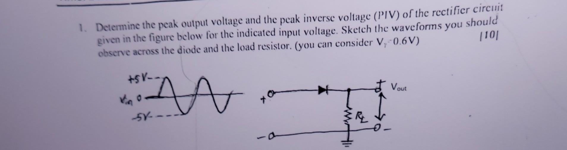 Solved 1. Determine The Peak Output Voltage And The Peak | Chegg.com