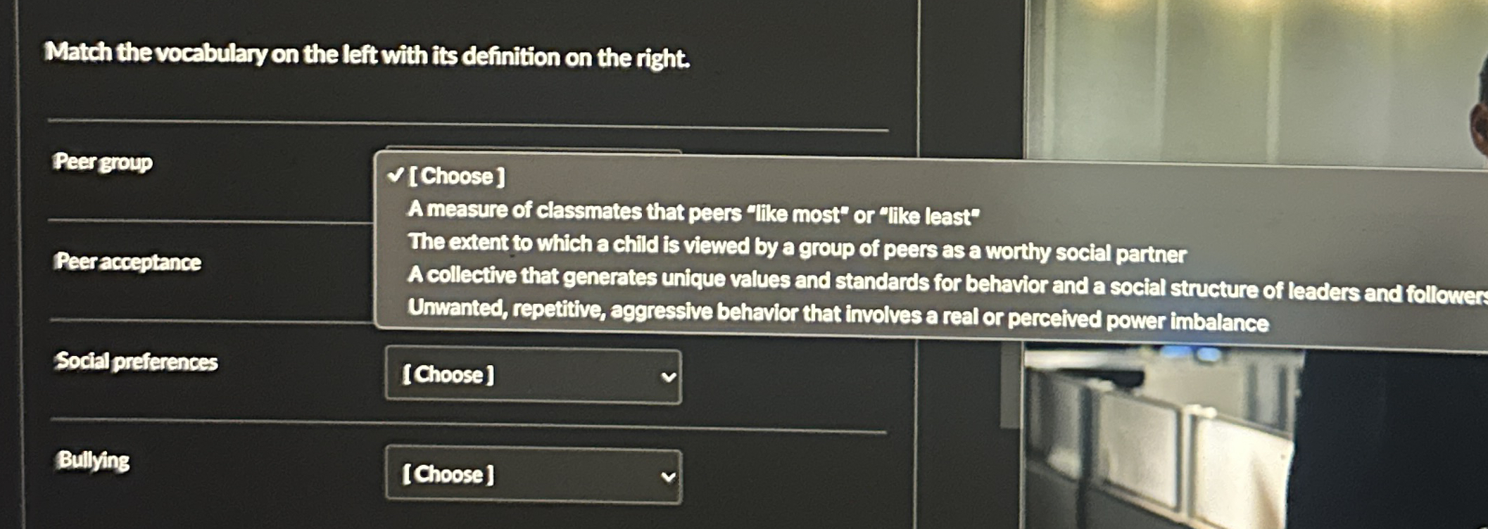 Solved Match the vocabulary on the left with its definition