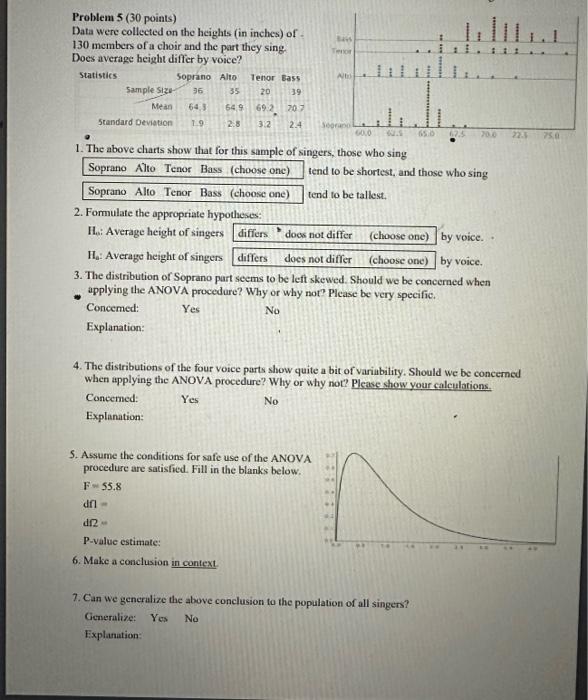 Solved Problem 5 ( 30 Points) Data Were Collected On The | Chegg.com