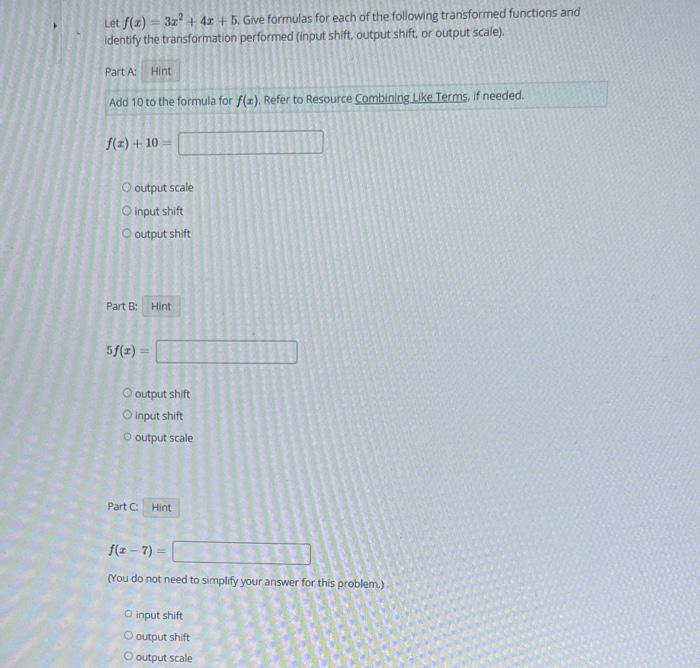 Solved Create a new function g by adding 3 to each output of | Chegg.com