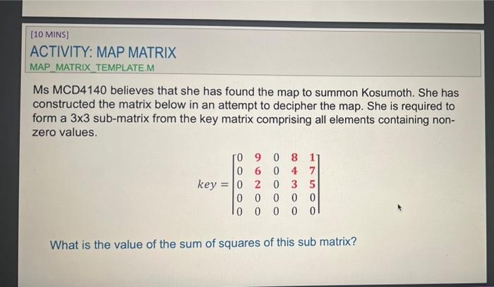 Solved [10 MINS] ACTIVITY: MAP MATRIX MAP MATRIX TEMPLATE.M | Chegg.com
