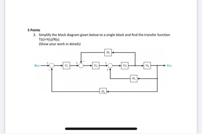 Solved 5 Points 3. Simplify the block diagram given below to | Chegg.com