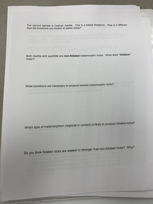 Solved The Second Sample Is Castner Marble This Is A Bak Chegg Com