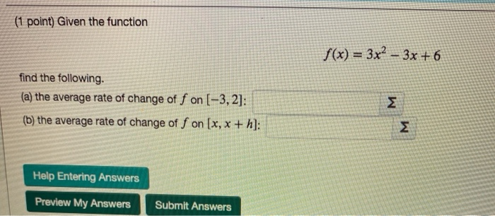 Solved 1 Point Given The Function F X 3x2 3x 6 Find