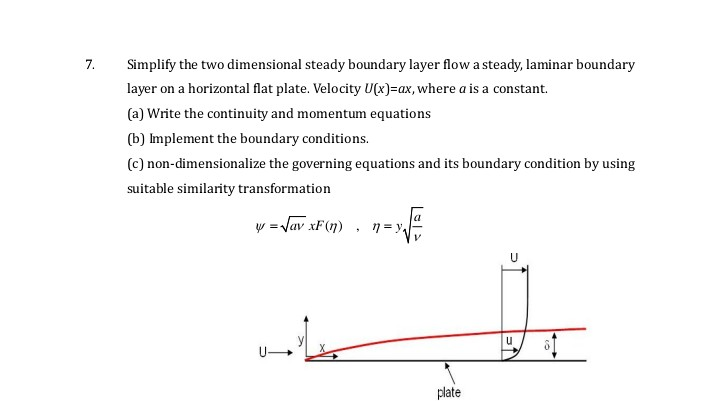 Solved 7. Simplify the two dimensional steady boundary layer | Chegg.com