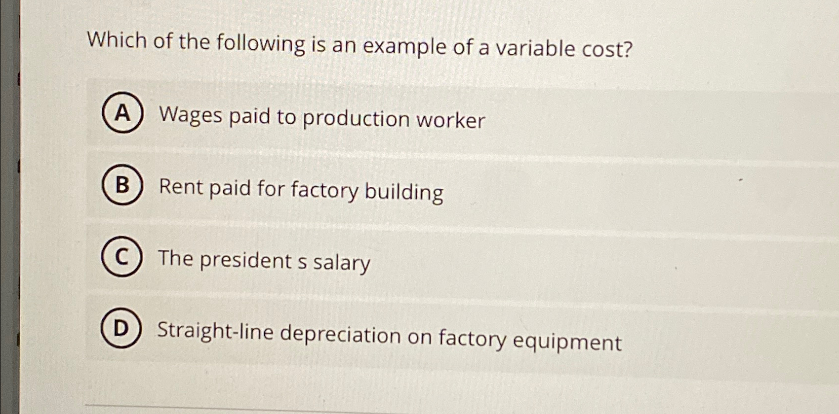 Solved Which of the following is an example of a variable