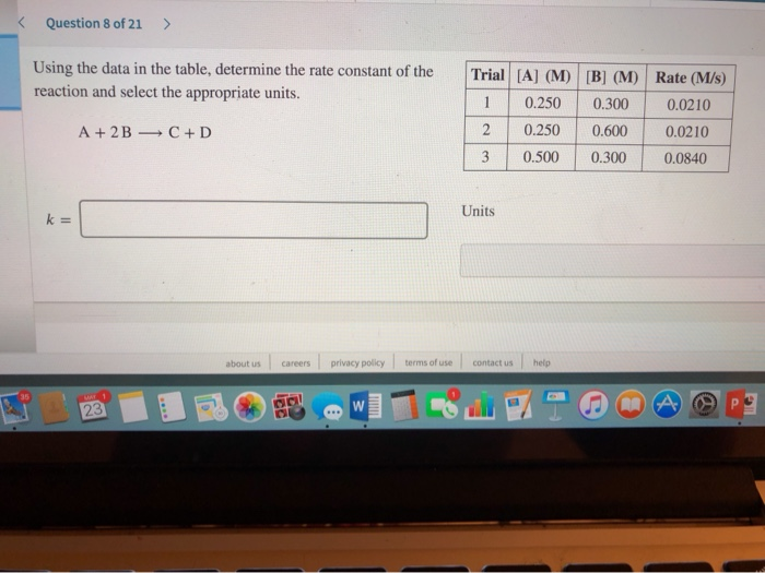 Solved Question 8 of 21 > Using the data in the table, | Chegg.com
