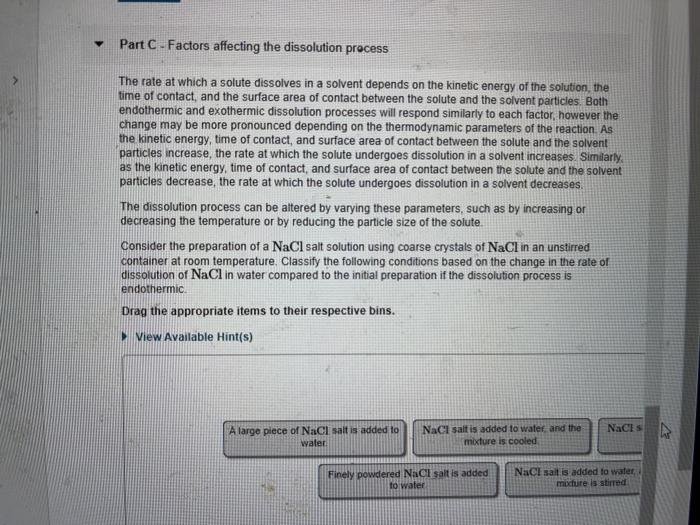 Solved Part A - The properties of a solute and its | Chegg.com
