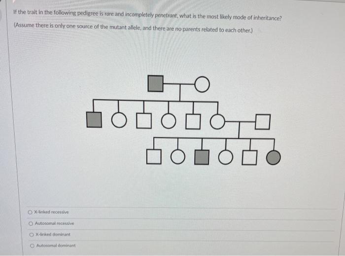 Solved If the trait in the following pedigree is rare and | Chegg.com