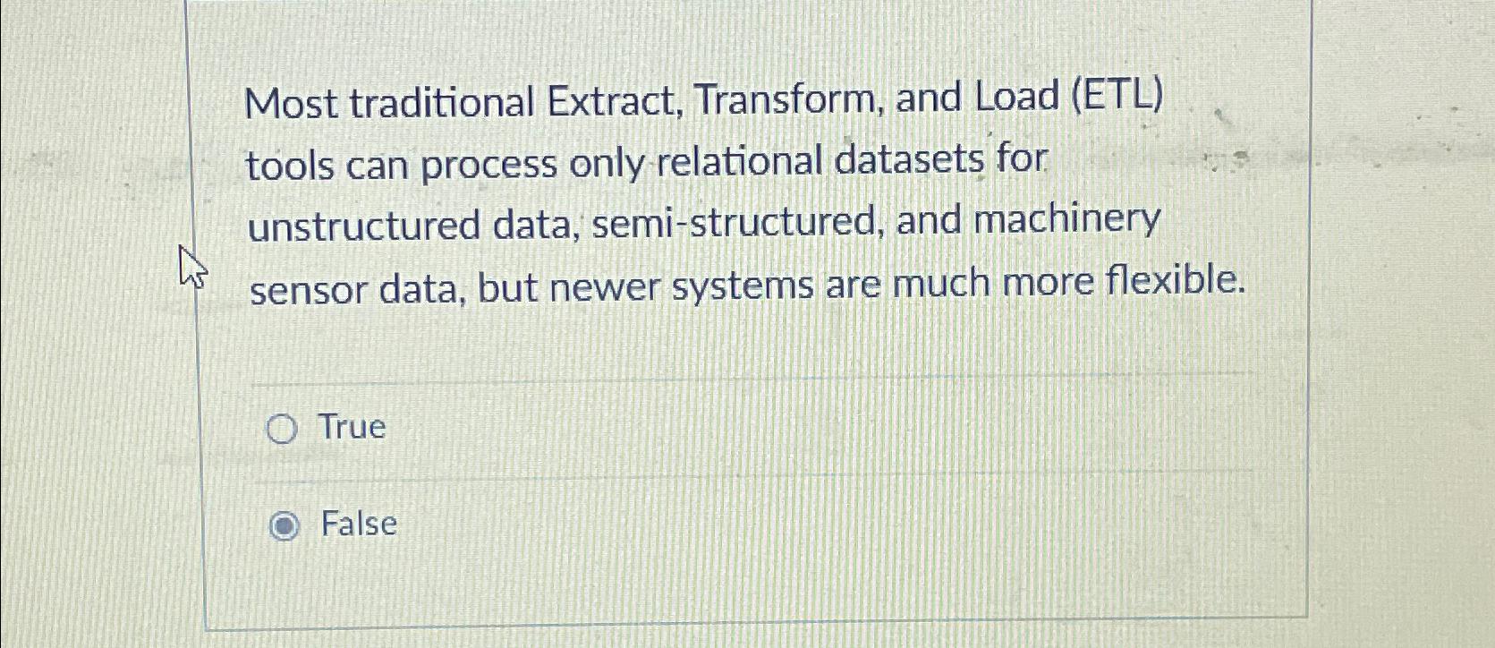 Solved Most Traditional Extract, Transform, And Load (ETL) | Chegg.com