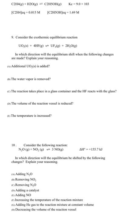 Solved 1. Write the equilibrium expression for following | Chegg.com