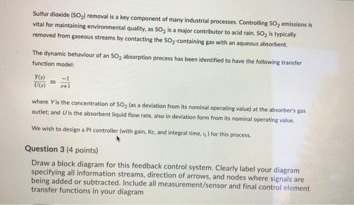 Solved Sulfur dioxide (SO2) removal is a key component of | Chegg.com
