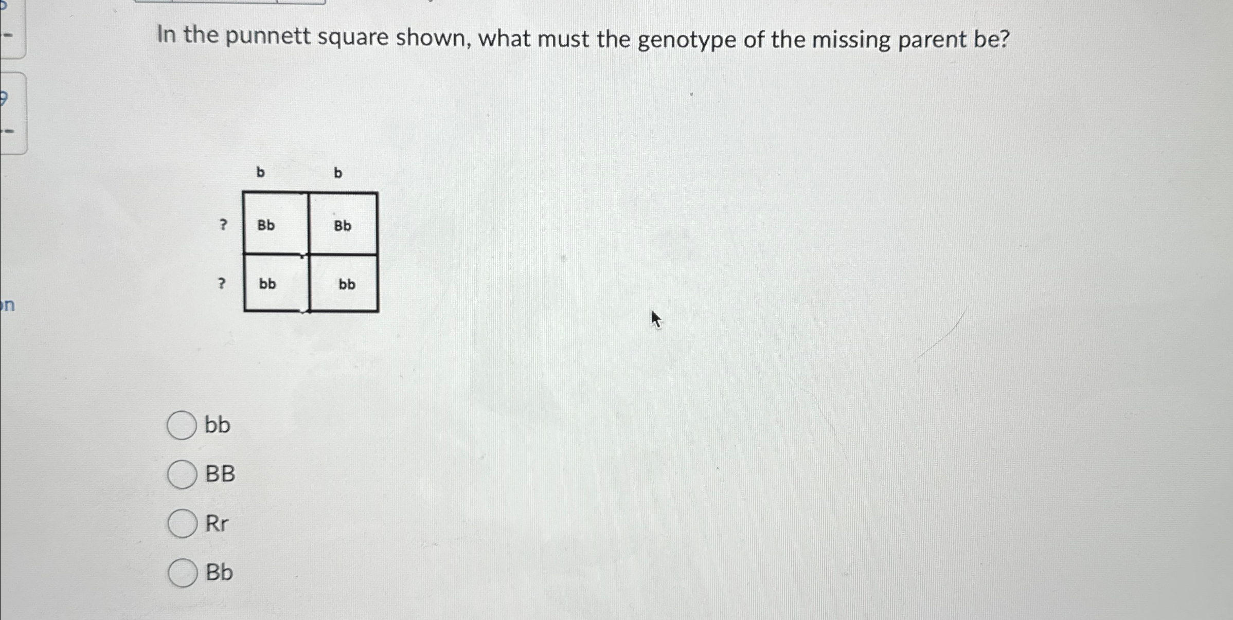 Solved In the punnett square shown, what must the genotype | Chegg.com