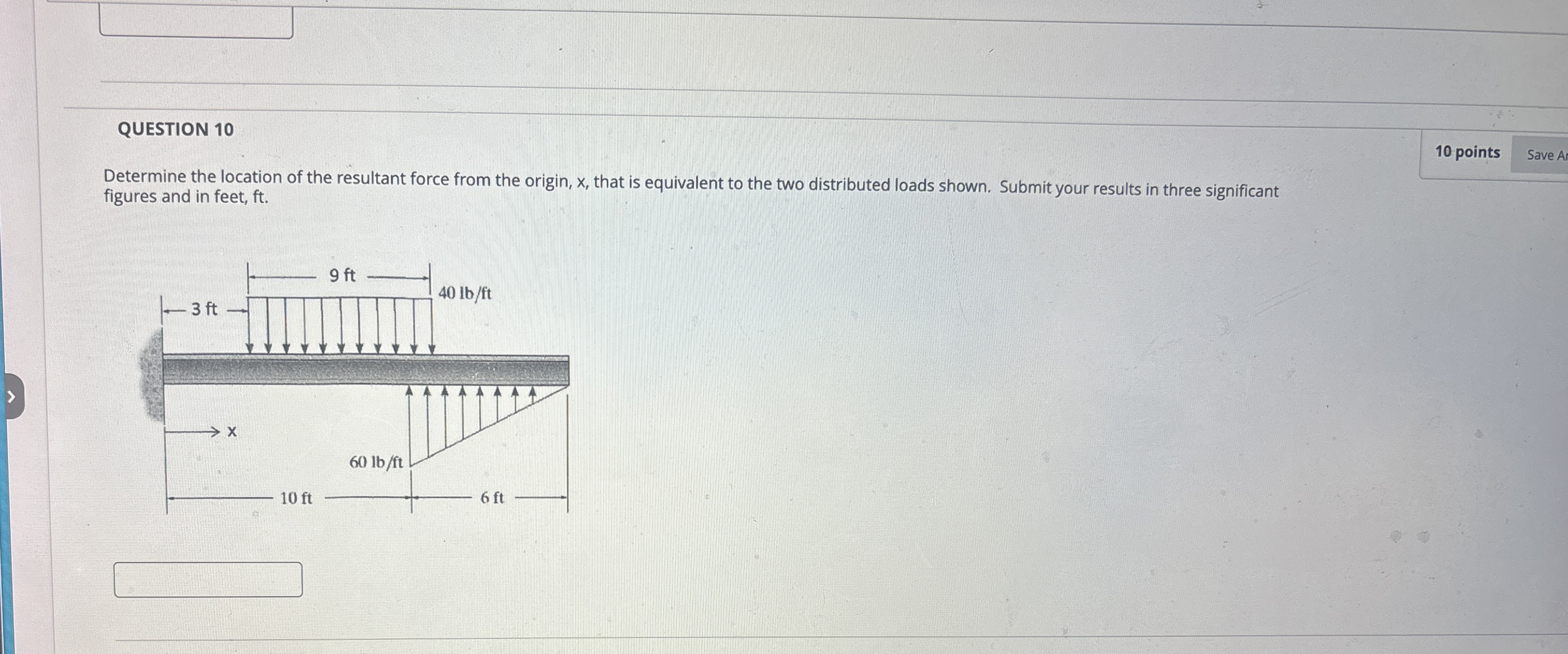 Solved QUESTION 10Determine the location of the resultant | Chegg.com