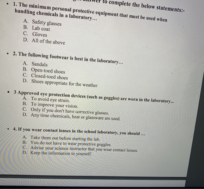 Solved . to complete the below statements:- 1. The minimum | Chegg.com