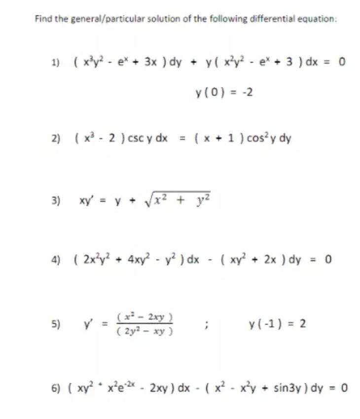 Solved Find the general/particular solution of the following | Chegg.com