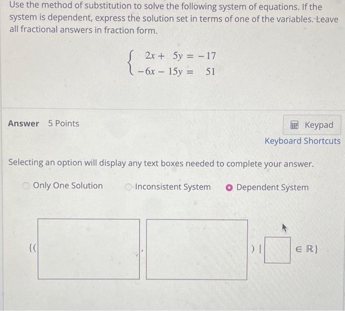 Solved Use the method of substitution to solve the following | Chegg.com