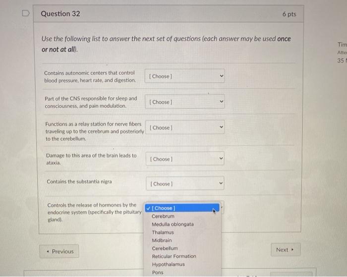 Solved D Question 32 6 pts Use the following list to answer | Chegg.com