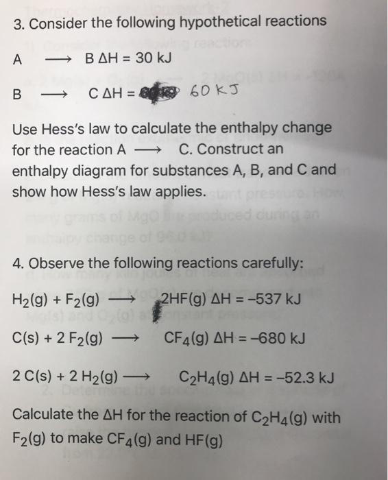 Solved 3. Consider The Following Hypothetical Reactions A | Chegg.com