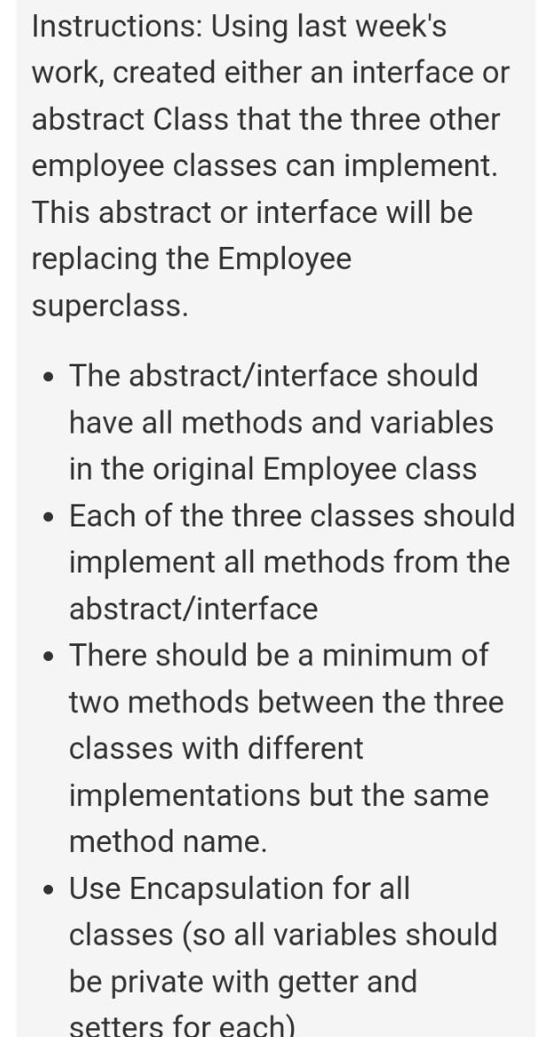 Solved Need help with Java in Object Oriented Programming. | Chegg.com