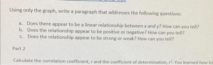 Solved Part 1 a Create a scatter plot of the data. Make sure | Chegg.com
