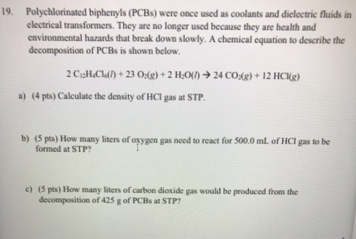 Solved 19 Polychlorinated Biphenyls Pcb Were Once Used As