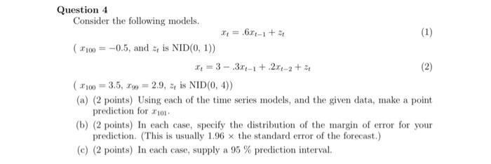 Solved Question 4 Consider the following models. | Chegg.com