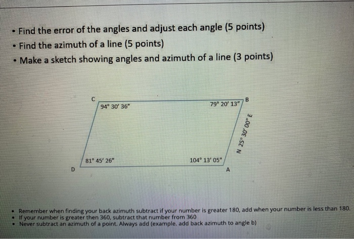Adjust Angle Math Solved • Find the error of the angles and adjust each angle | Chegg.com