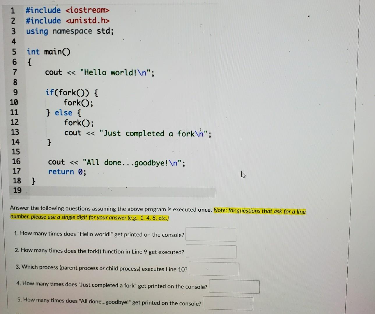 Solved 1 #include 2 #include 3 using namespace std; 4 5 | Chegg.com