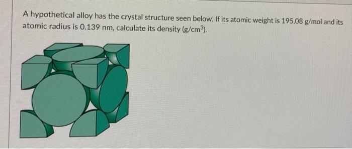 Solved A hypothetical alloy has the crystal structure seen | Chegg.com