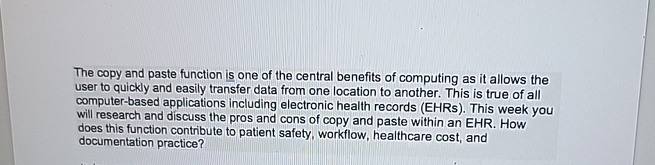 Solved The copy and paste function is one of the central | Chegg.com