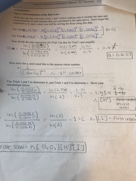 Determination Of The Rate Law Trial Time 8 Rate Chegg Com