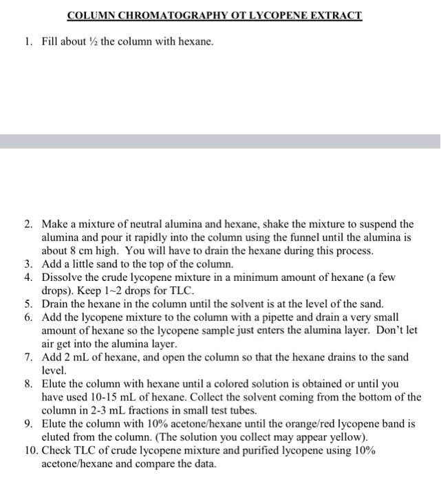 Solved Procedure EXTRACTION OF LYCOPENE FROM TOMATO PASTE