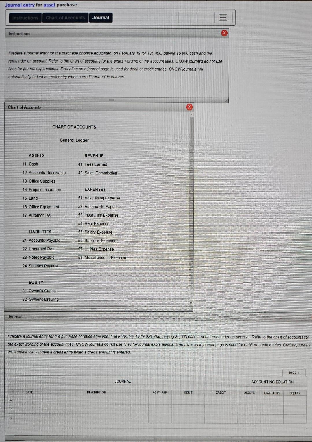 Solved Prepare a joumal entry for the purchase of office