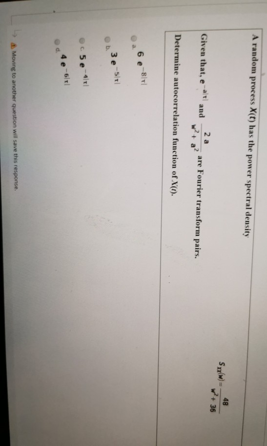 Solved A random process X(t) has the power spectral density | Chegg.com