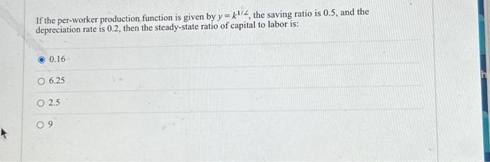 Solved If the per-worker production function is given by | Chegg.com