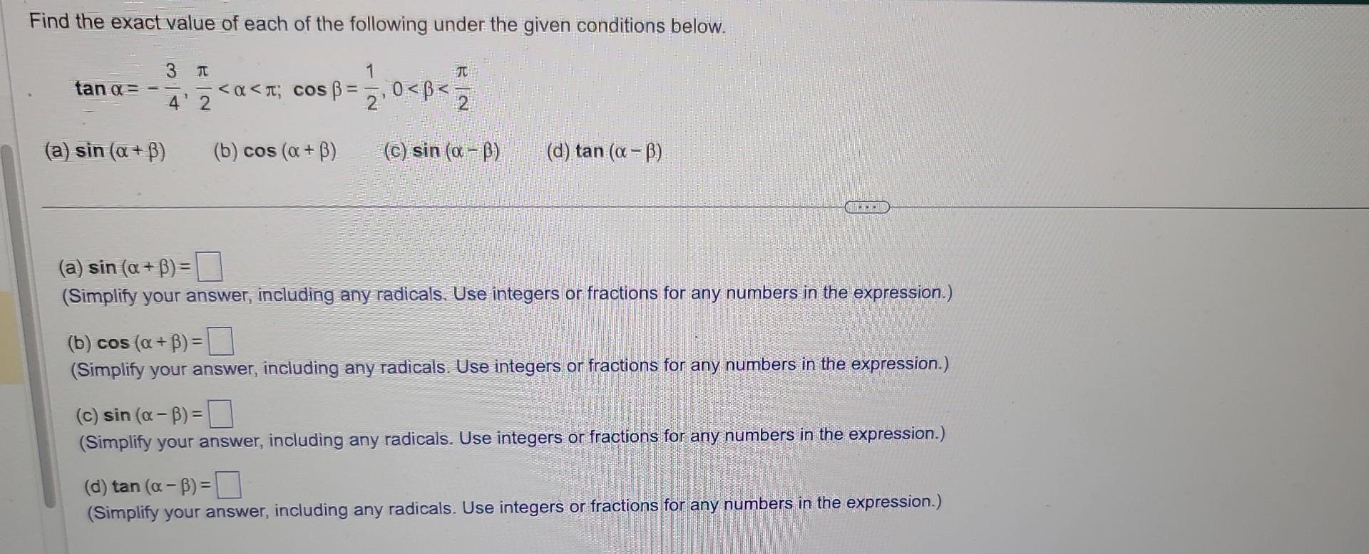 Solved Find the exact value of each of the following under | Chegg.com