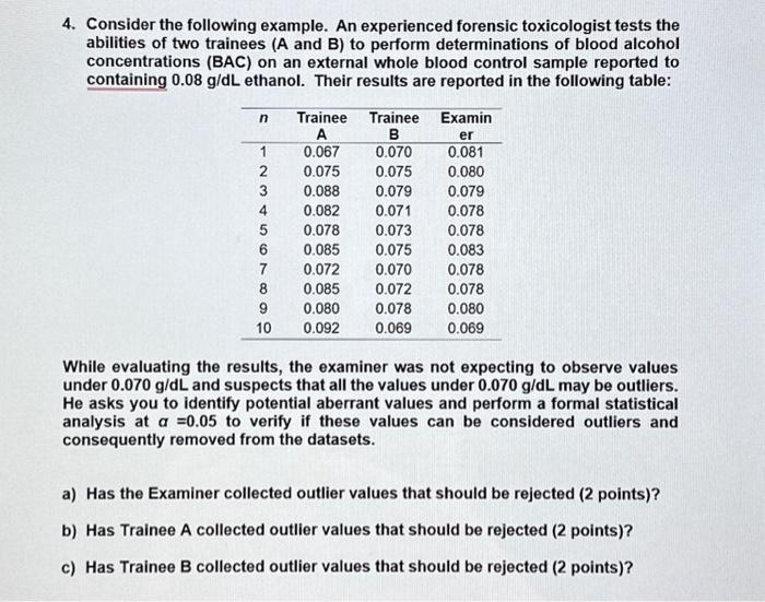 Solved 4. Consider The Following Example. An Experienced | Chegg.com