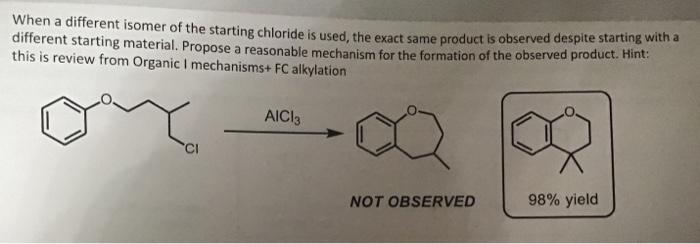 When a different isomer of the starting chloride is used, the exact same product is observed despite starting with a differen