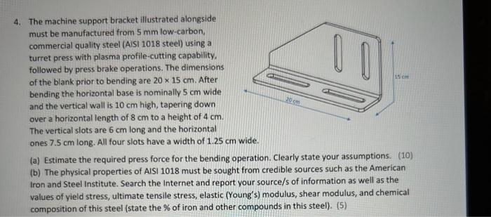 Solved 4. The machine support bracket illustrated alongside | Chegg.com
