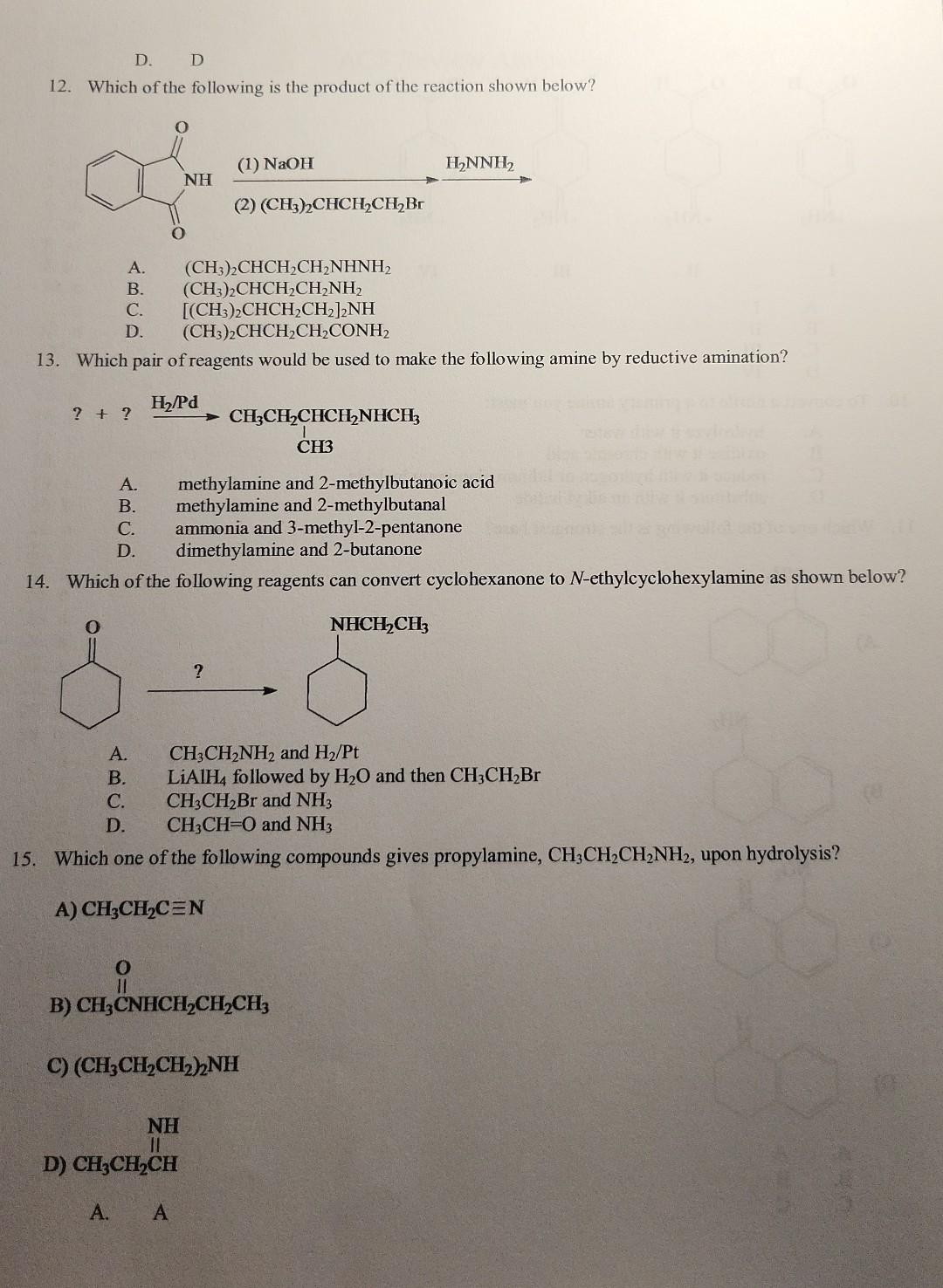 Solved 12. Which of the following is the product of the | Chegg.com