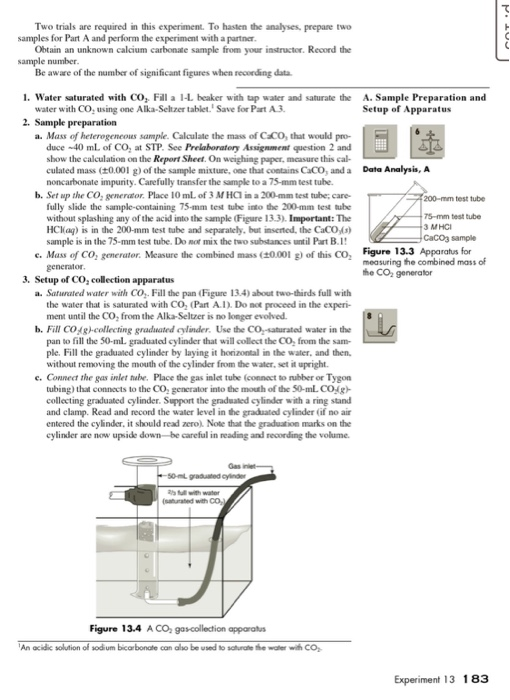 experiment 13 a carbonate analysis report sheet