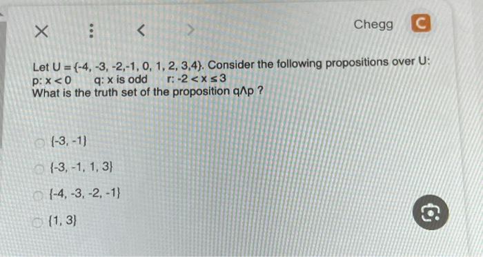 Solved Chegg C Let U=(-4, -3, -2,-1, 0, 1, 2, 3,4). Consider | Chegg.com