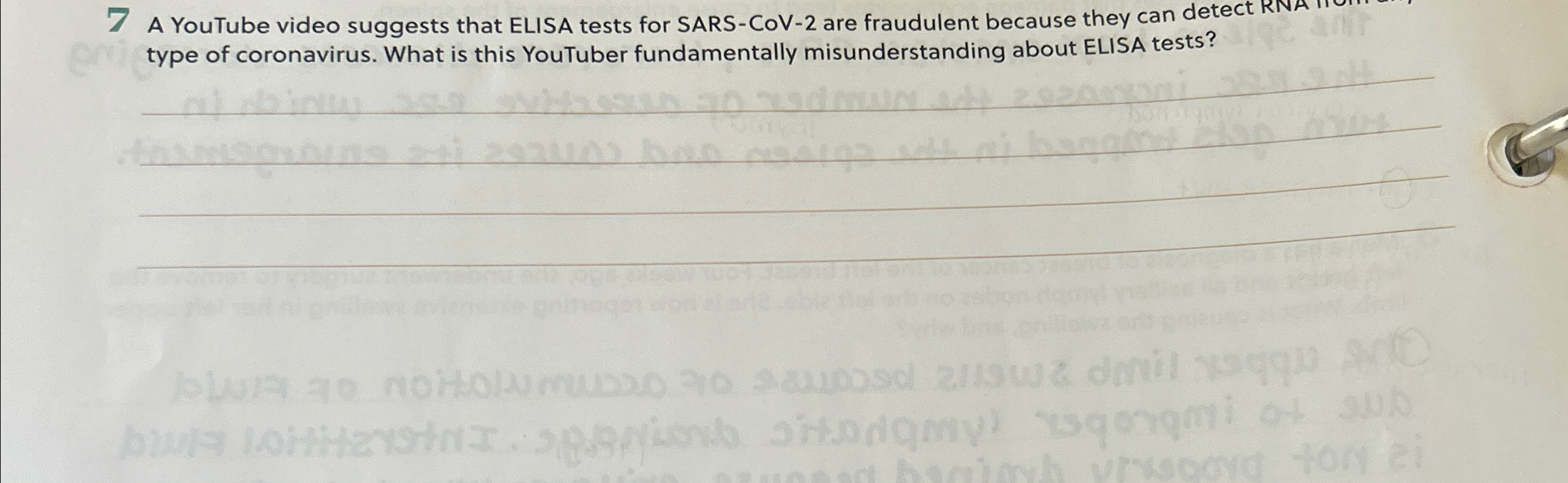 Solved 7 ﻿A YouTube video suggests that ELISA tests for | Chegg.com